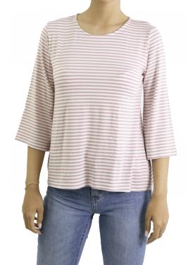 maglia a righe con manica 3/4 girocollo